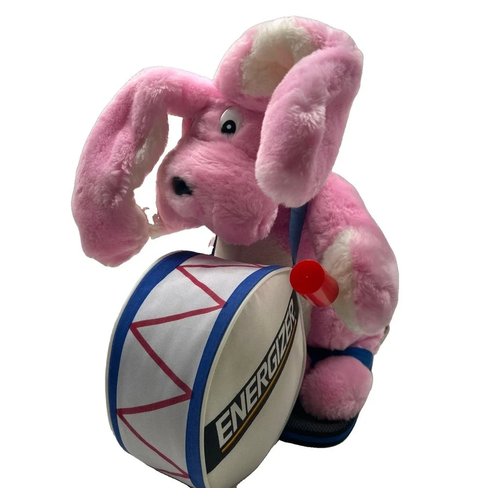 Vintage 1989 Energizer Bunny Plush Pink Drum Flip Flops Stuffed Toy ‼️Read Desc